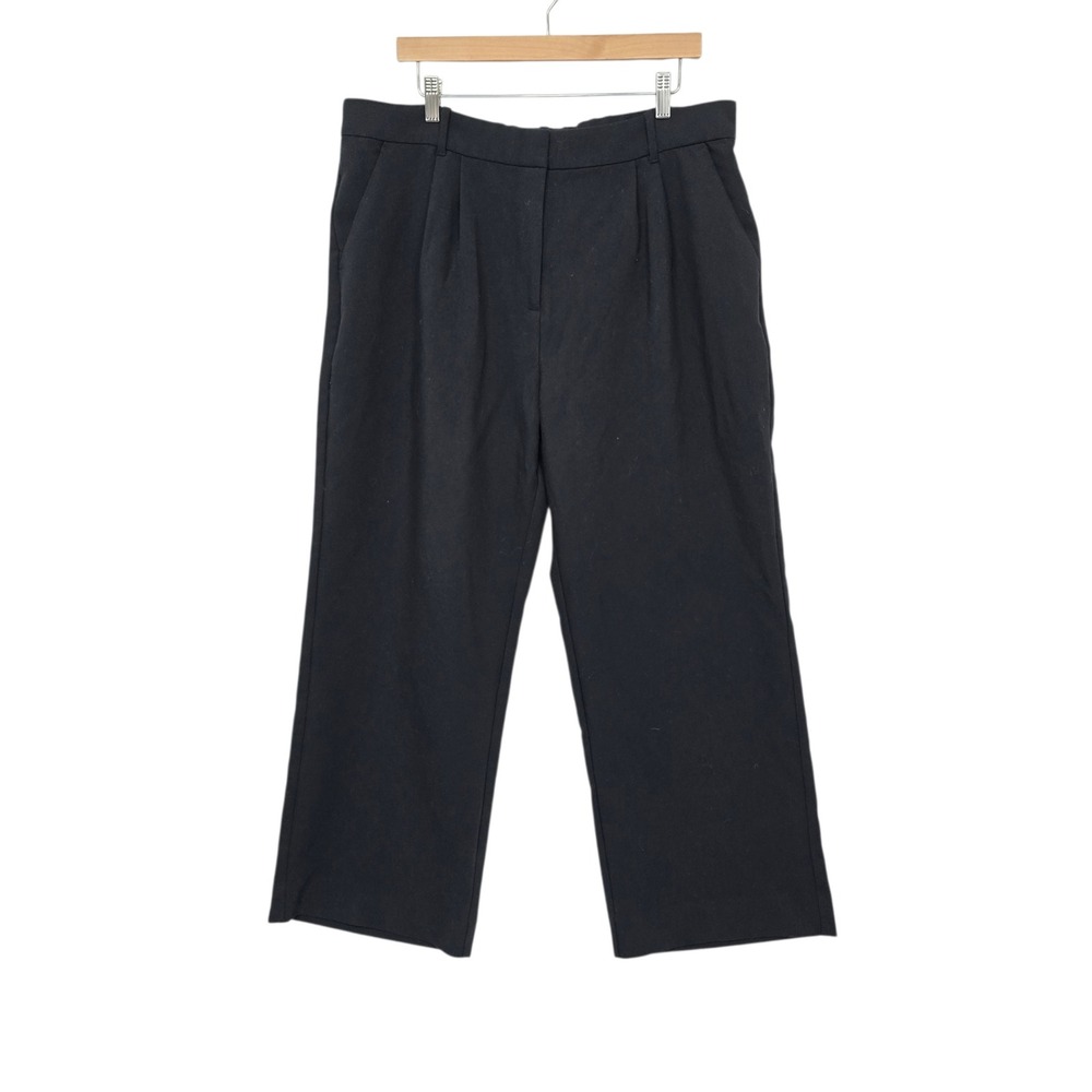 Abercrombie & Fitch Black Pleated High Rise Wide Leg Ankle Pants 18S 34 Short